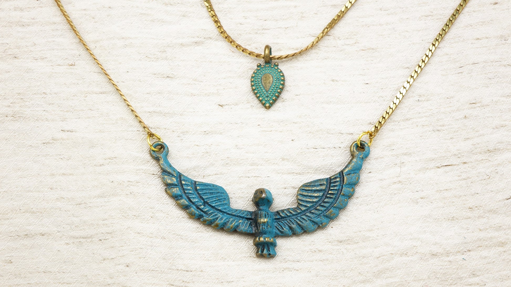 Long Layered Phoenix Bird Necklace - Verna Artisan Works
