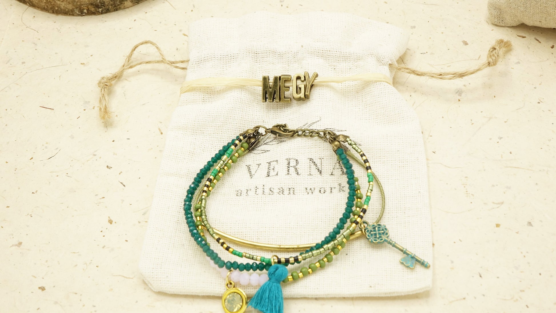 Botanical Style Beaded Tassel Bracelet - Verna Artisan Works