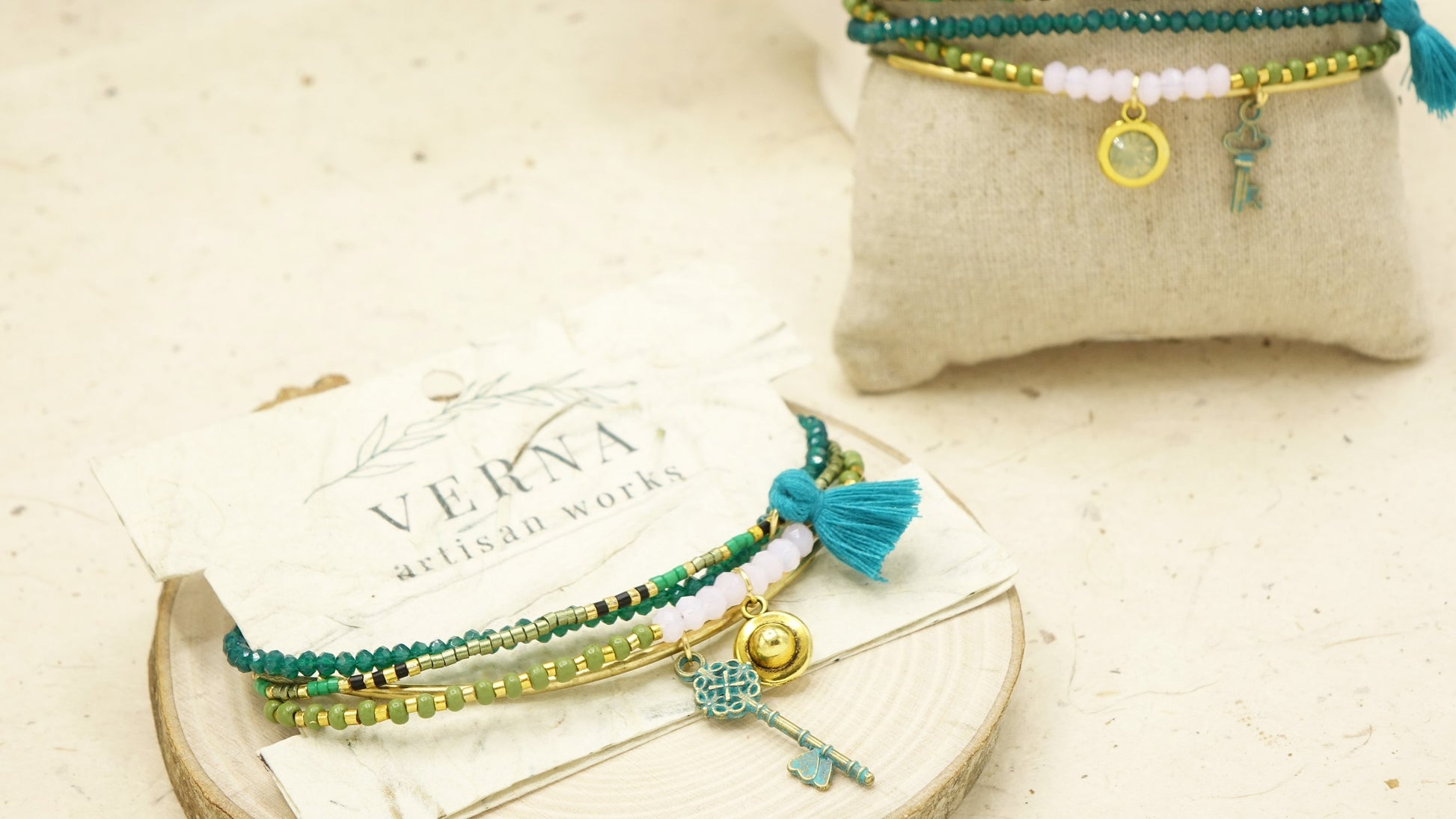 Botanical Style Beaded Tassel Bracelet - Verna Artisan Works