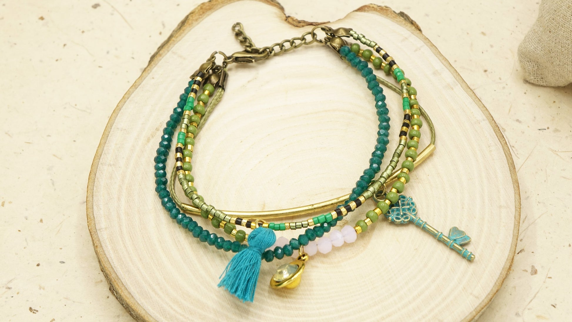 Botanical Style Beaded Tassel Bracelet - Verna Artisan Works