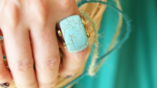 Ancient Goddess Chic Ring - Turquoise - Verna Artisan Works