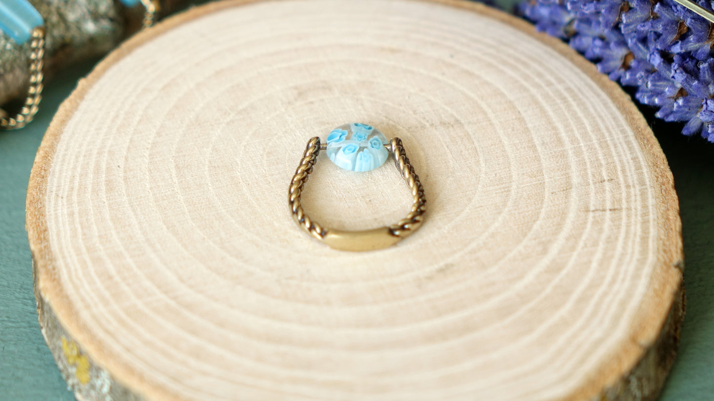 Ancient Style, Rustic Blue Stone Ring - Verna Artisan Works