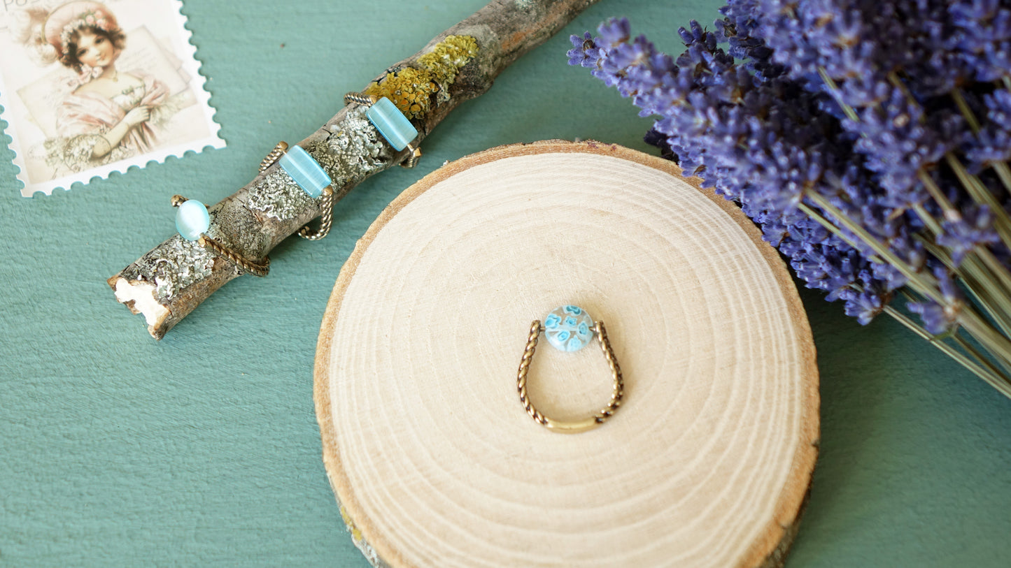 Ancient Style, Rustic Blue Stone Ring - Verna Artisan Works
