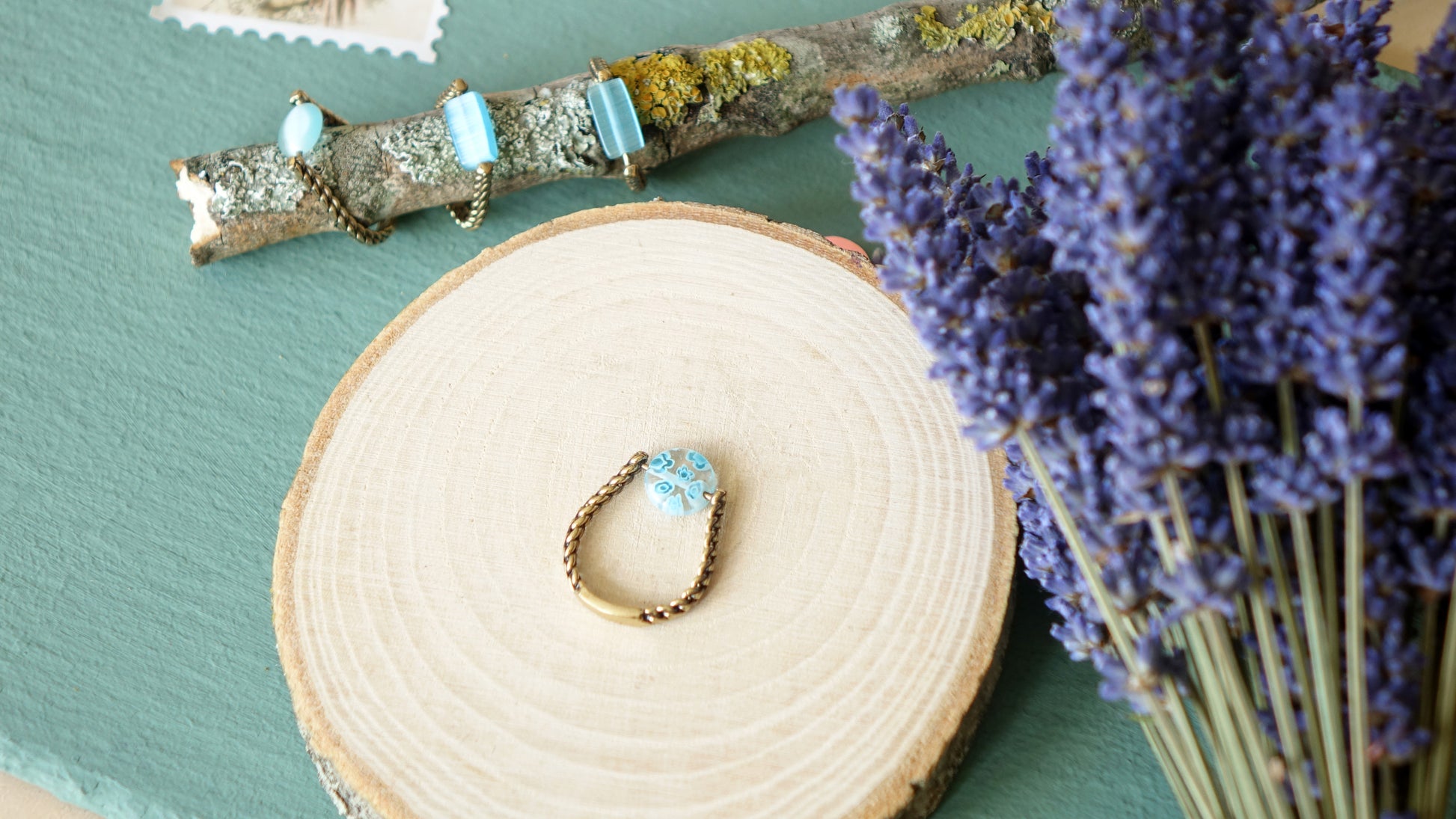 Ancient Style, Rustic Blue Stone Ring - Verna Artisan Works