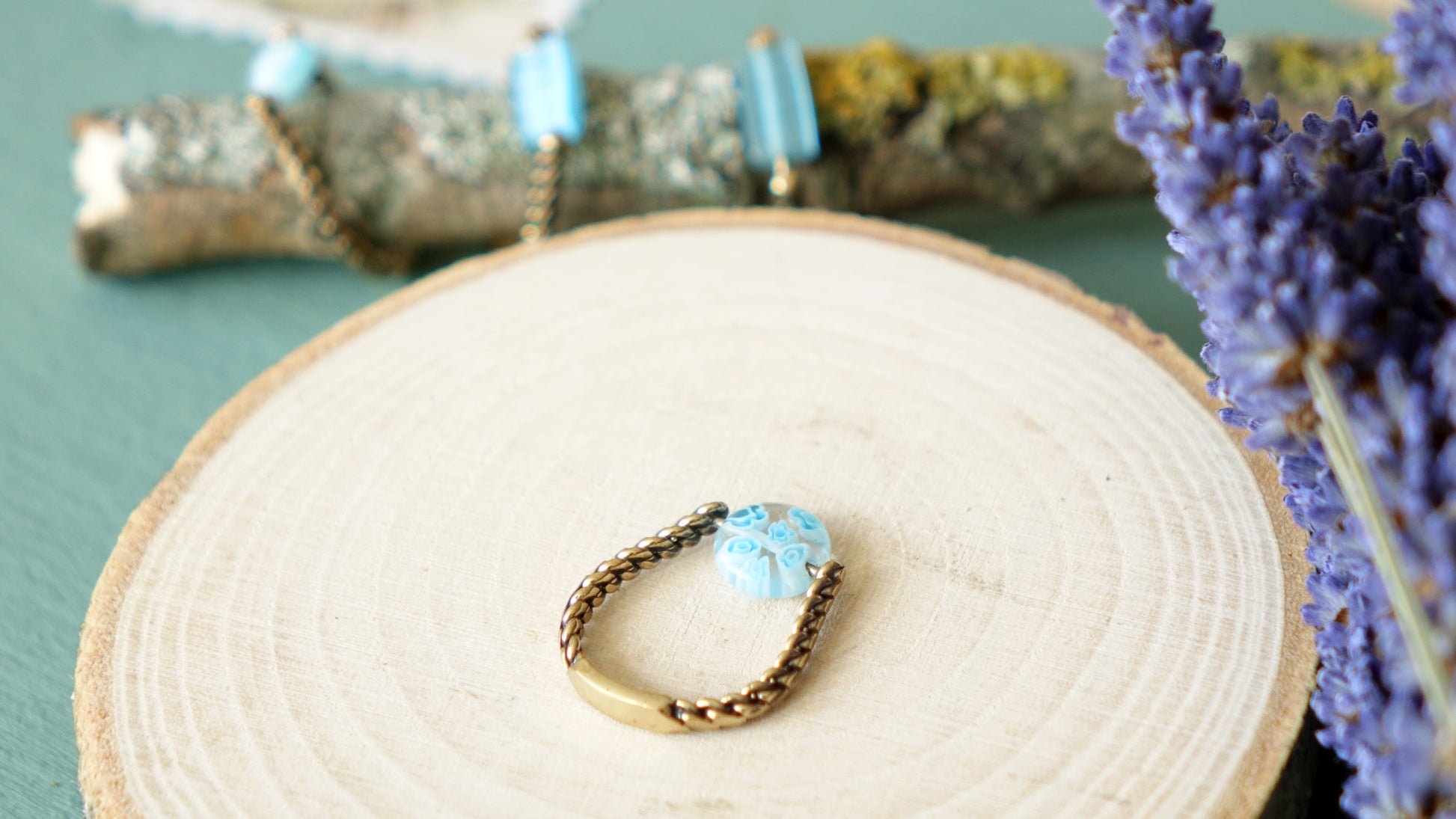 Ancient Style, Rustic Blue Stone Ring - Verna Artisan Works