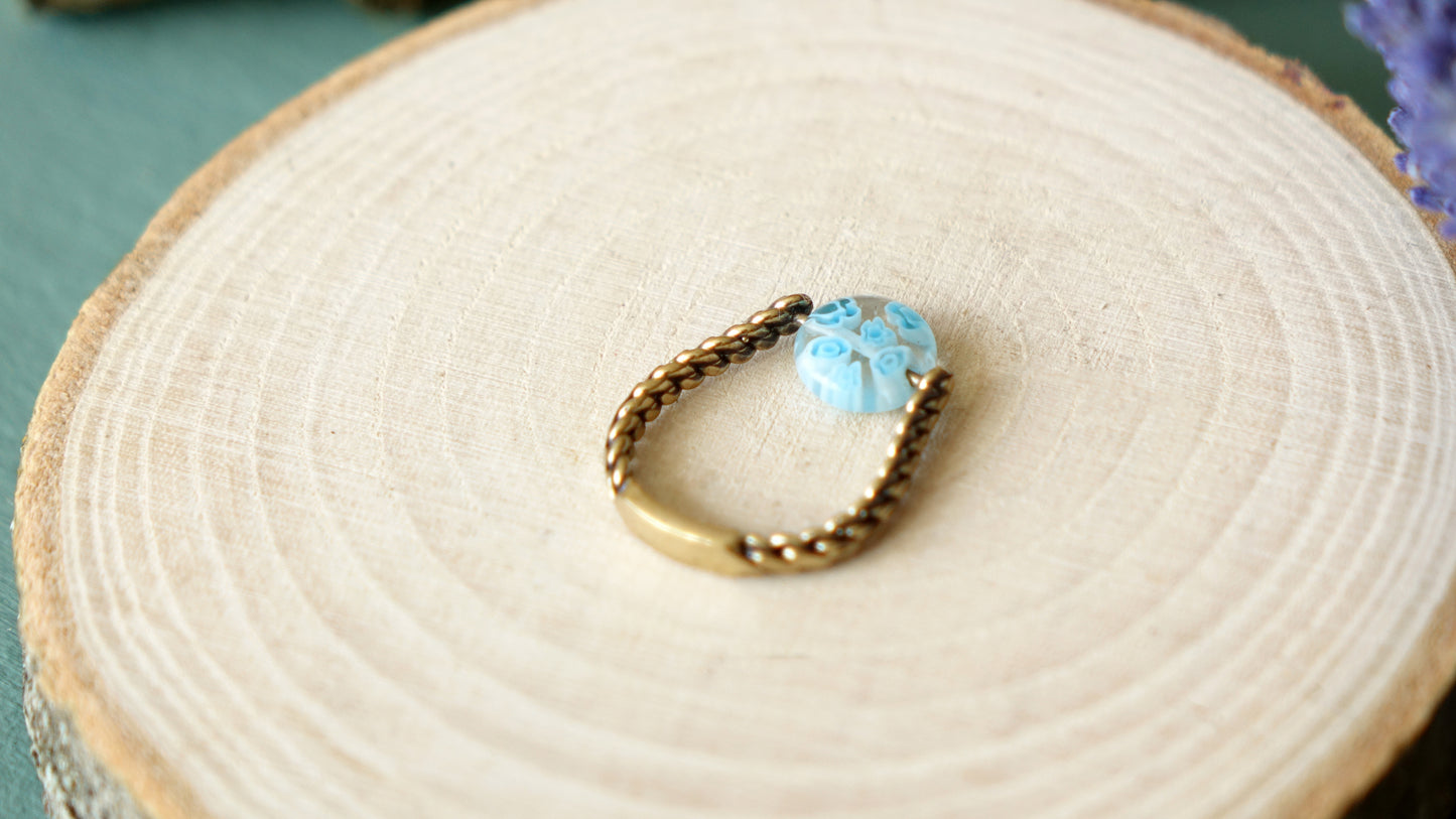 Ancient Style, Rustic Blue Stone Ring - Verna Artisan Works