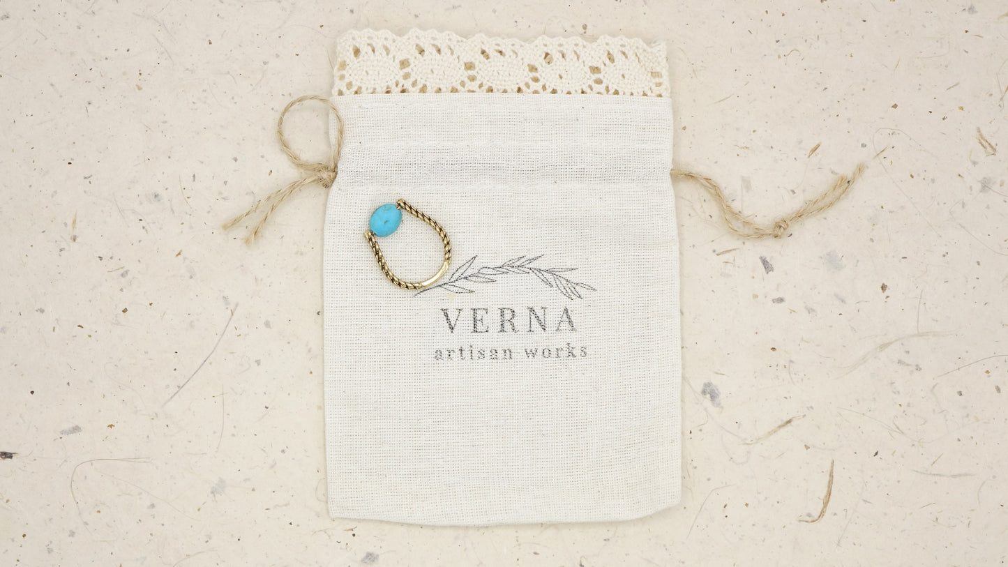 Ancient Goddess Chic Ring - Dainty Turquoise - Verna Artisan Works