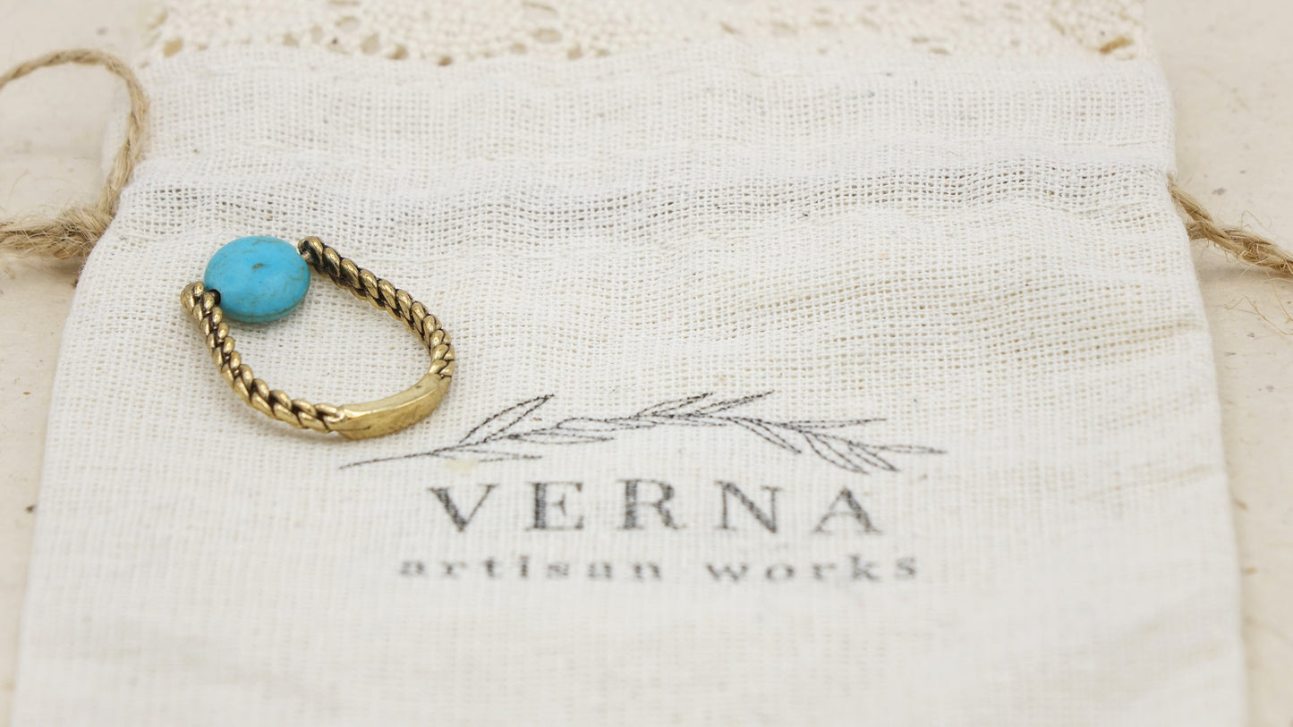 Ancient Goddess Chic Ring - Dainty Turquoise - Verna Artisan Works