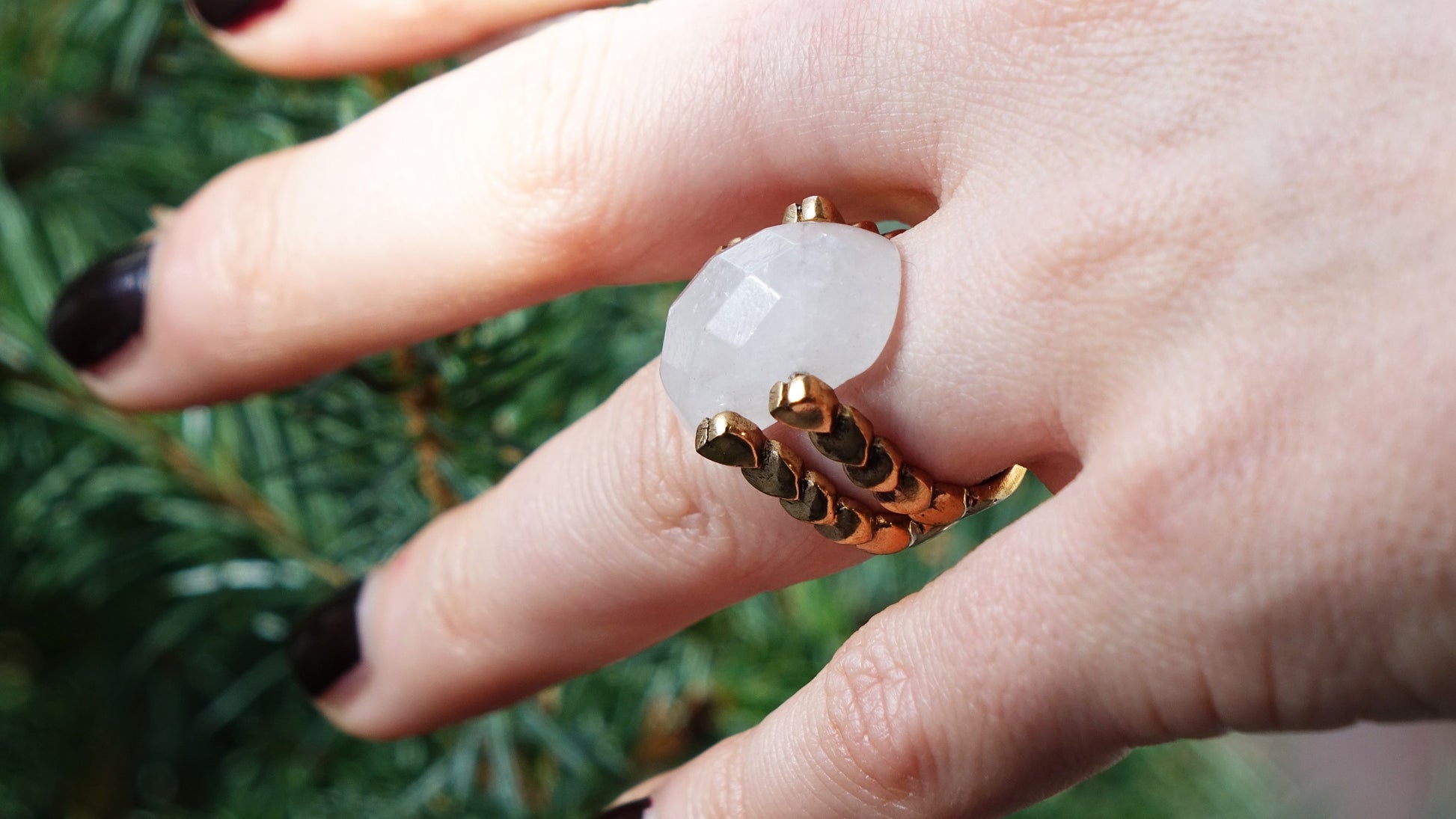 Ancient Goddess Chic Crystal Quartz Ring - Verna Artisan Works