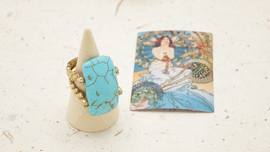 Ancient Goddess Chic Ring - Turquoise - Verna Artisan Works