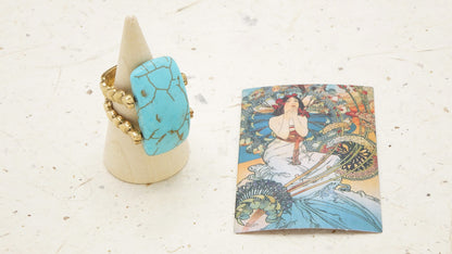 Ancient Goddess Chic Ring - Turquoise - Verna Artisan Works