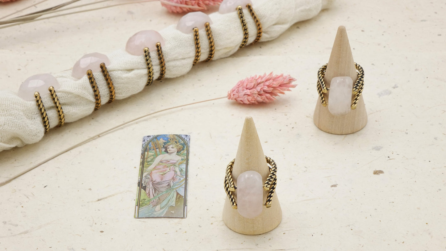 Ancient Goddess Chic Crystal Quartz Ring - Braided - Verna Artisan Works