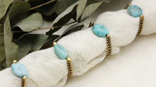 Ancient Goddess Chic - Amazonite Crystal Stone Ring - Verna Artisan Works