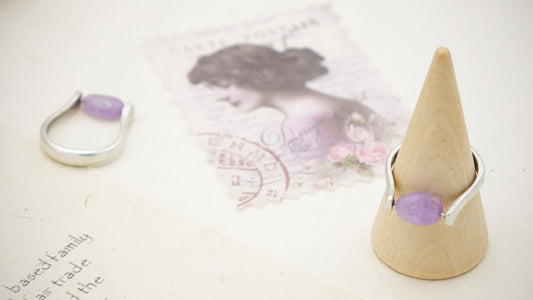Ancient Goddess Chic Purple Jade Crystal Stone Ring - Verna Artisan Works