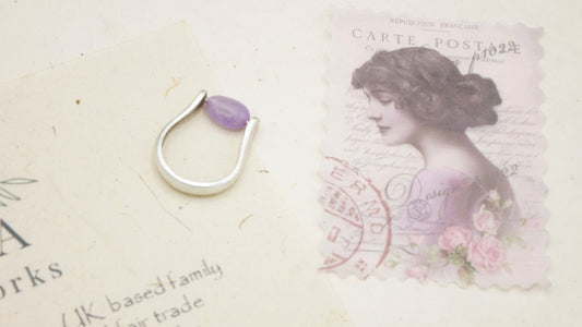 Ancient Goddess Chic Purple Jade Crystal Stone Ring - Verna Artisan Works