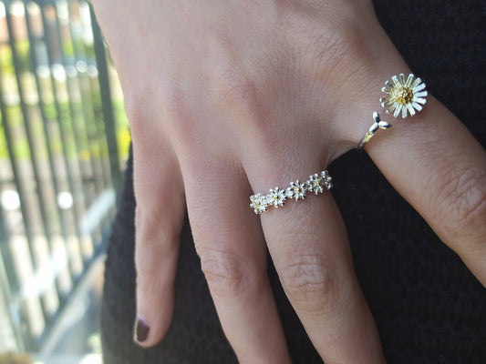 Daisy Adjustable Silver Ring - Verna Artisan Works