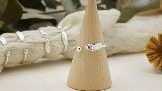 Adjustable Silver Feather Ring - Verna Artisan Works