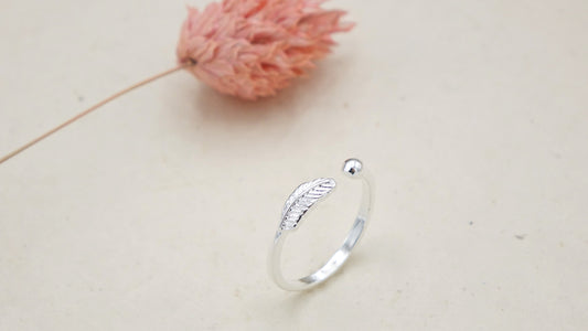 Adjustable Silver Feather Ring - Verna Artisan Works