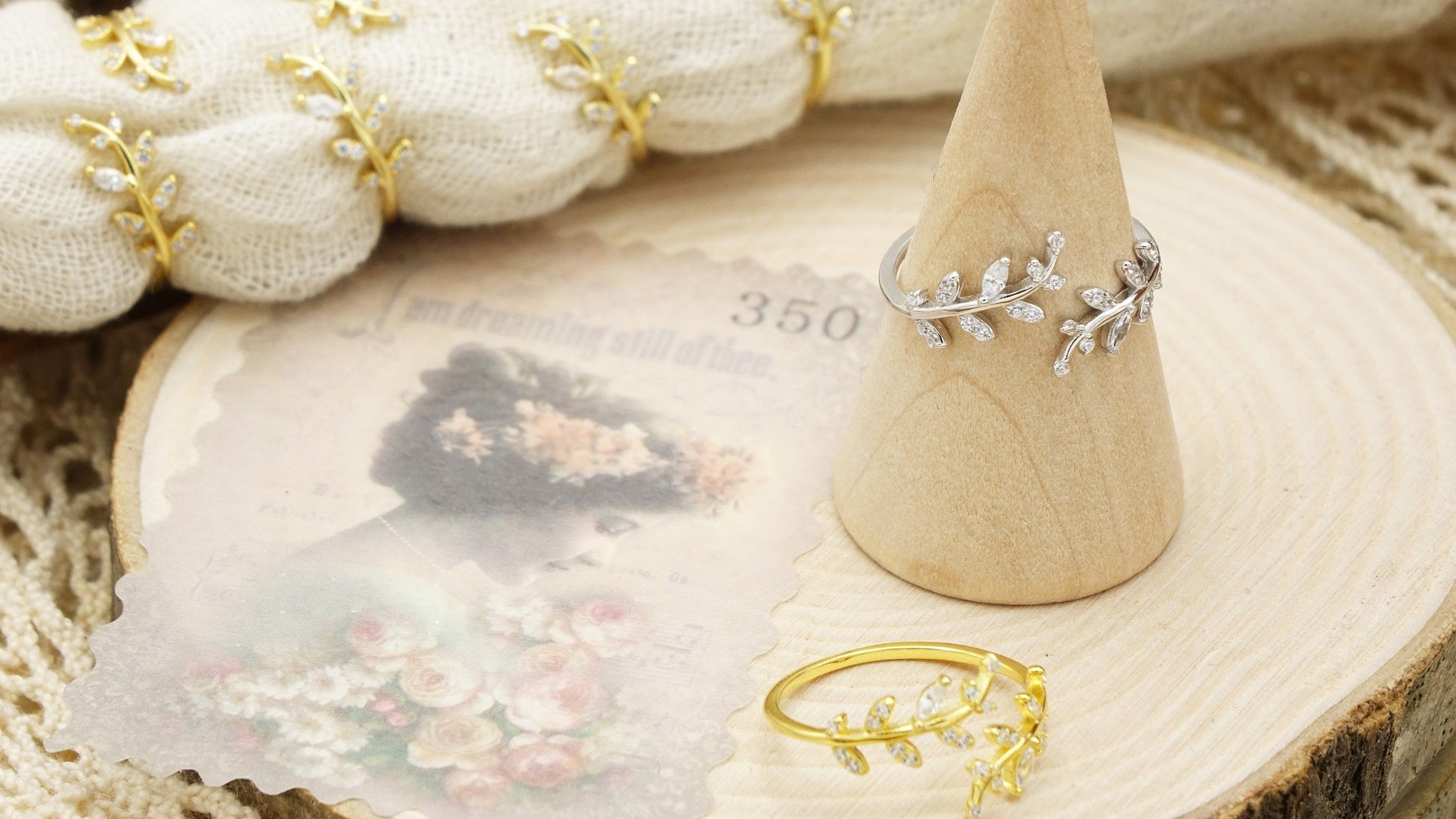 Sterling Silver Cubic Zirconia Leaf Rings - Verna Artisan Works