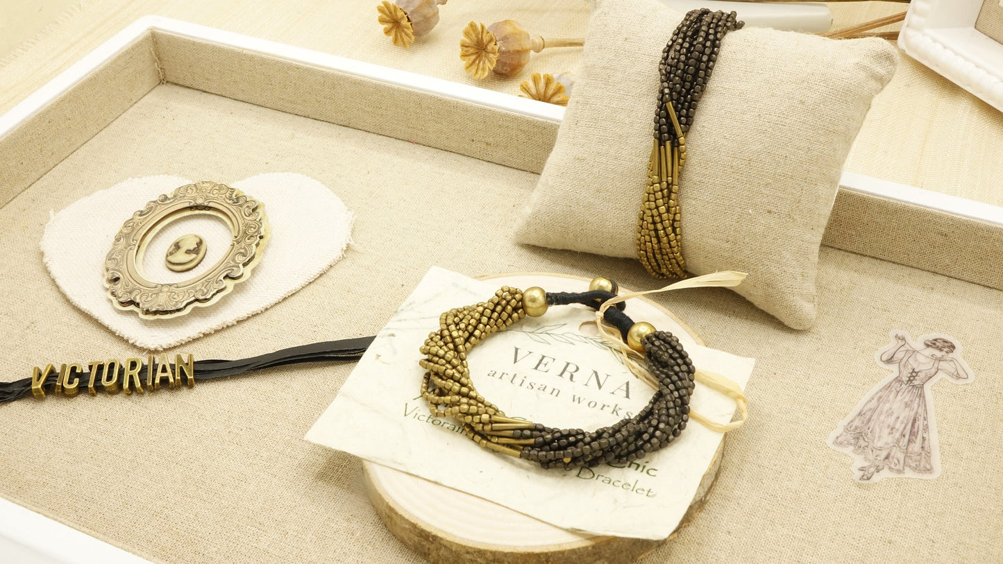 Victorian Style Brass Bracelet - Yin Yang - Verna Artisan Works