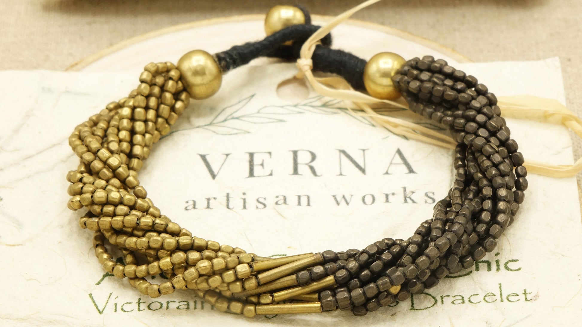 Victorian Style Brass Bracelet - Yin Yang - Verna Artisan Works