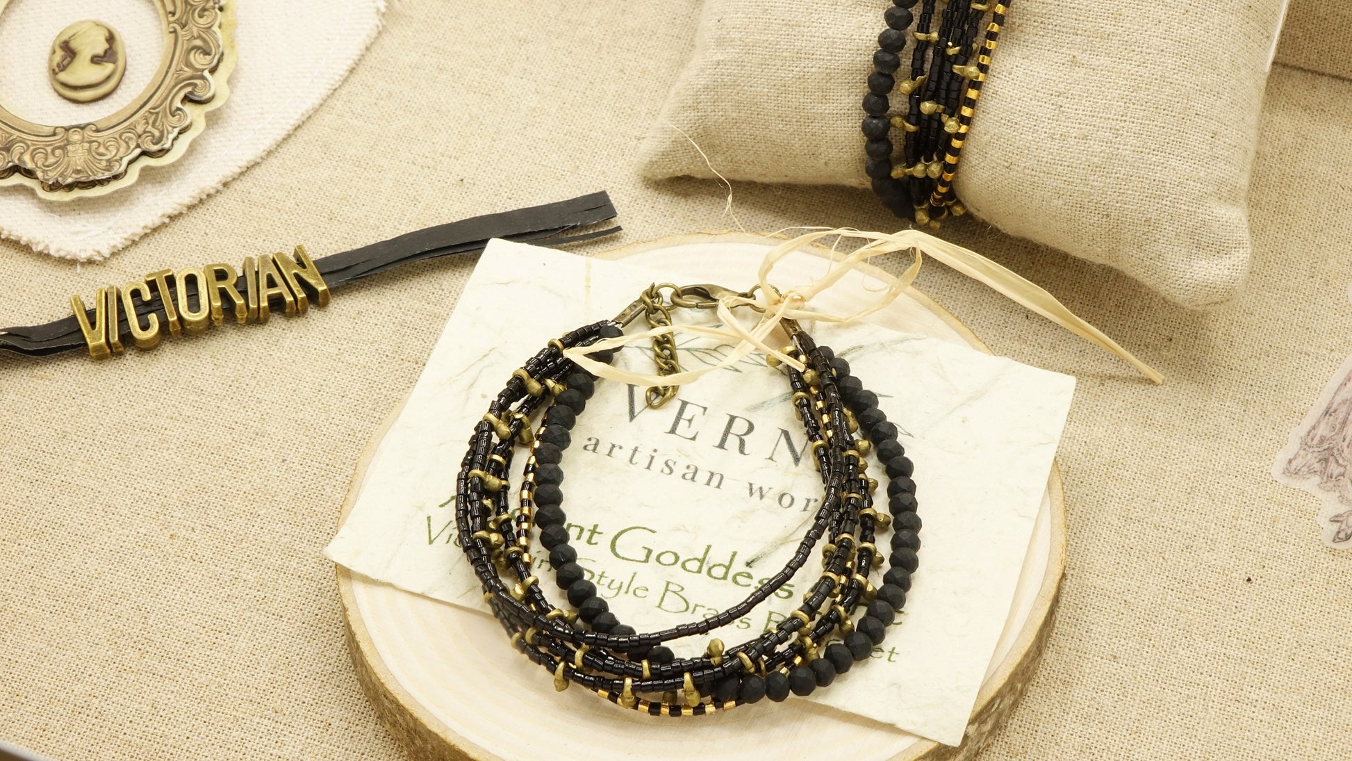 Victorian Style Brass Bracelet - Dusk - Verna Artisan Works
