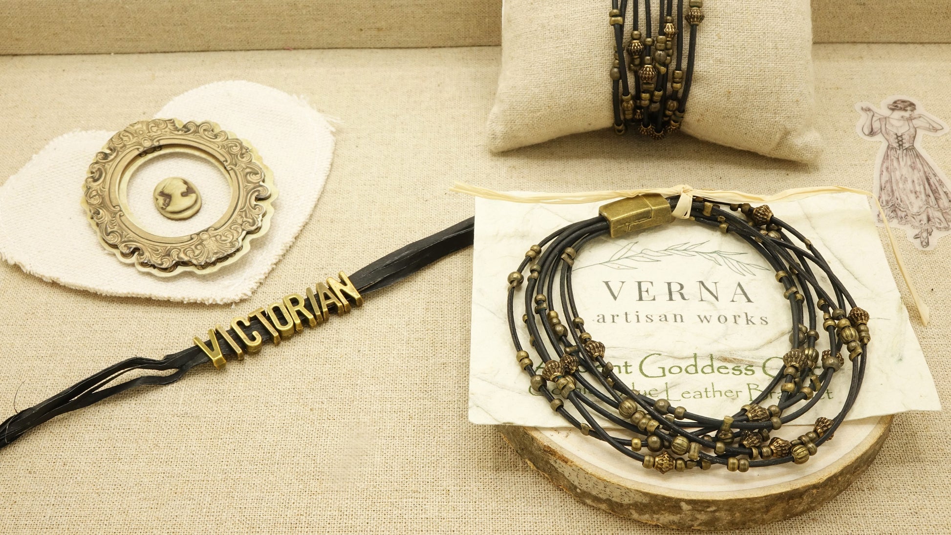 Victorian Style Rope Bracelet - Gothic - Verna Artisan Works