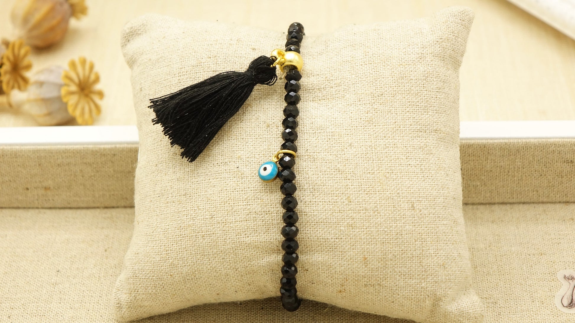 Victorian Style Bracelet - Evil Eye Tassel - Verna Artisan Works