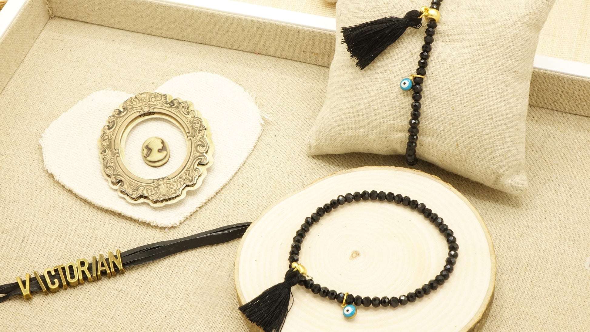 Victorian Style Bracelet - Evil Eye Tassel - Verna Artisan Works