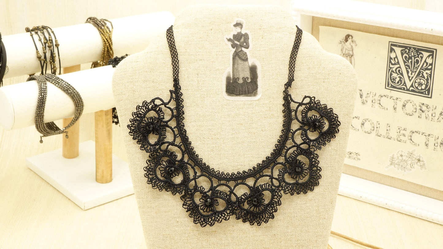 Victorian Style Needle Lace Necklace - Verna Artisan Works