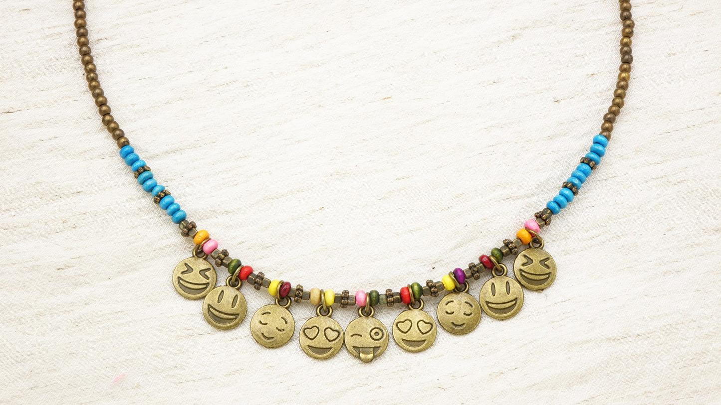 Y2K Beaded Emoji Necklace - Verna Artisan Works