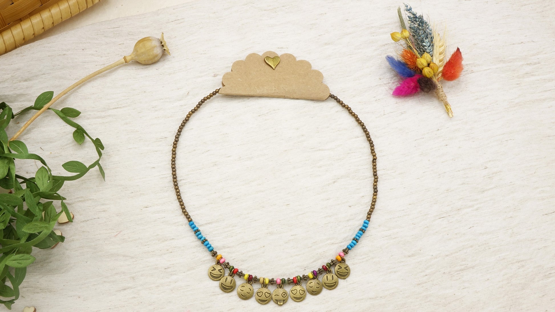 Y2K Beaded Emoji Necklace - Verna Artisan Works