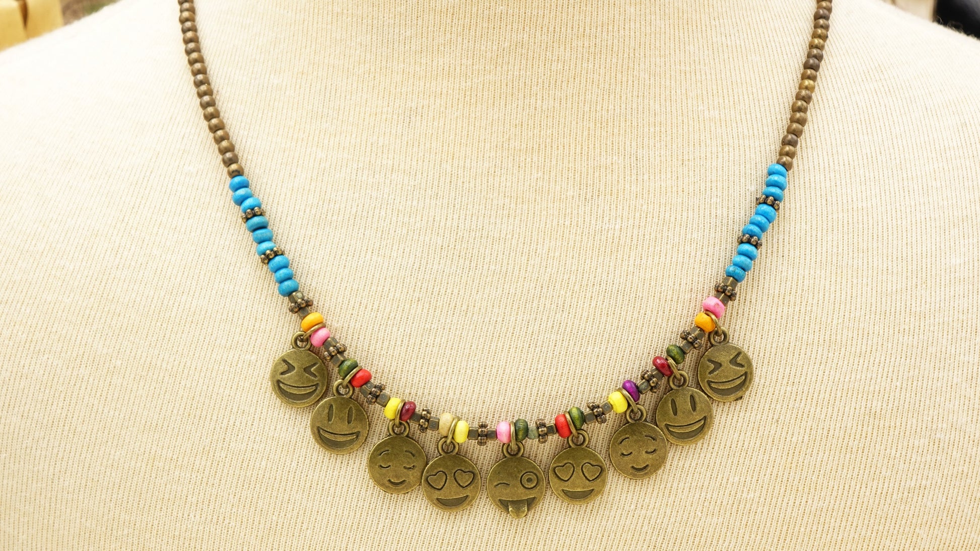 Y2K Beaded Emoji Necklace - Verna Artisan Works