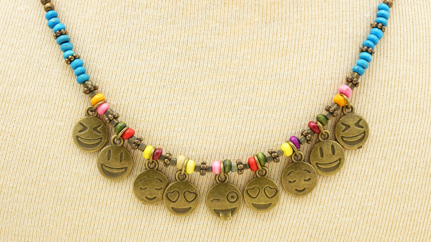Y2K Beaded Emoji Necklace - Verna Artisan Works