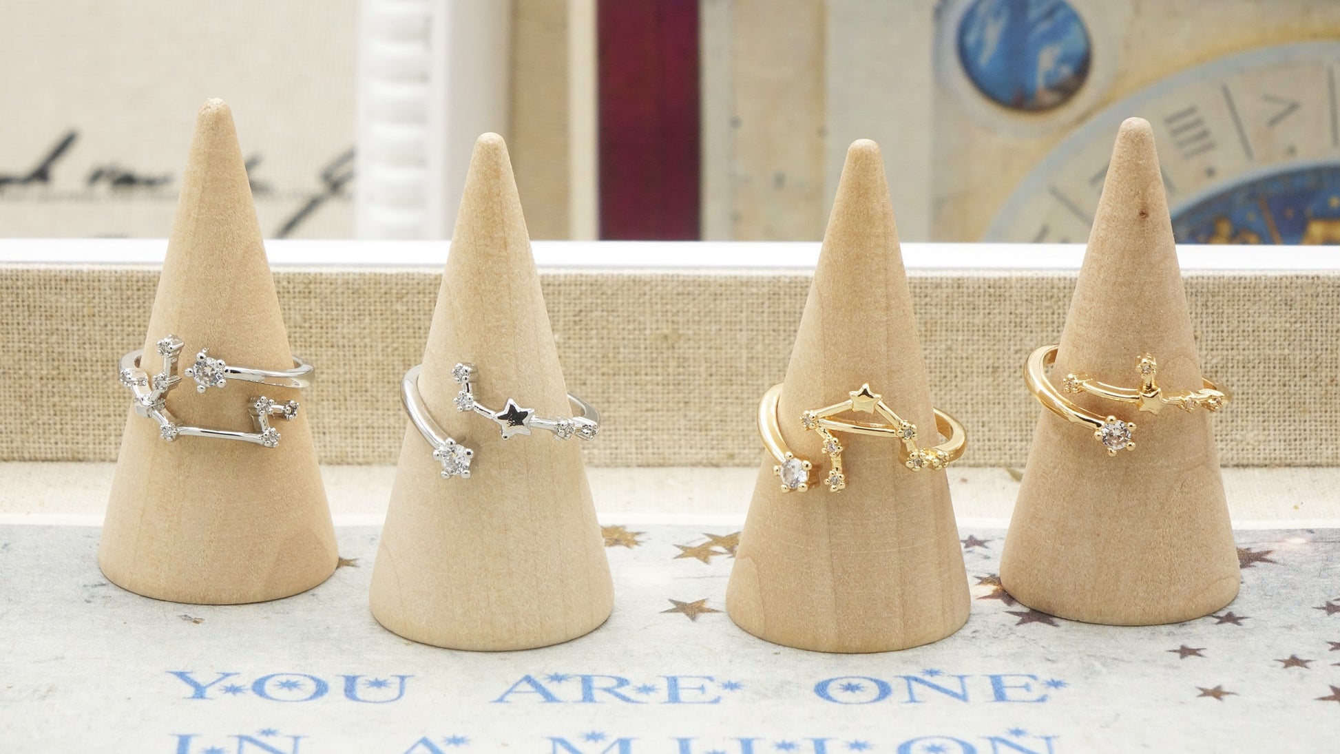 Cubic Zirconia Adjustable Zodiac Rings - Constellations Rings - Verna Artisan Works