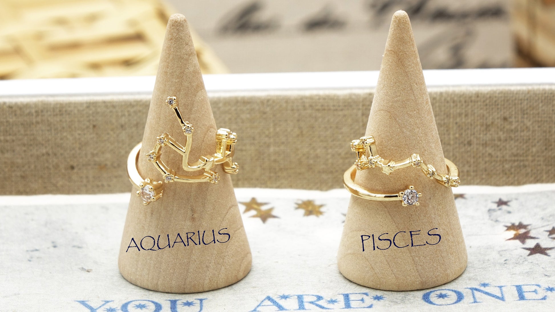 Cubic Zirconia Adjustable Zodiac Rings - Constellations Rings - Verna Artisan Works