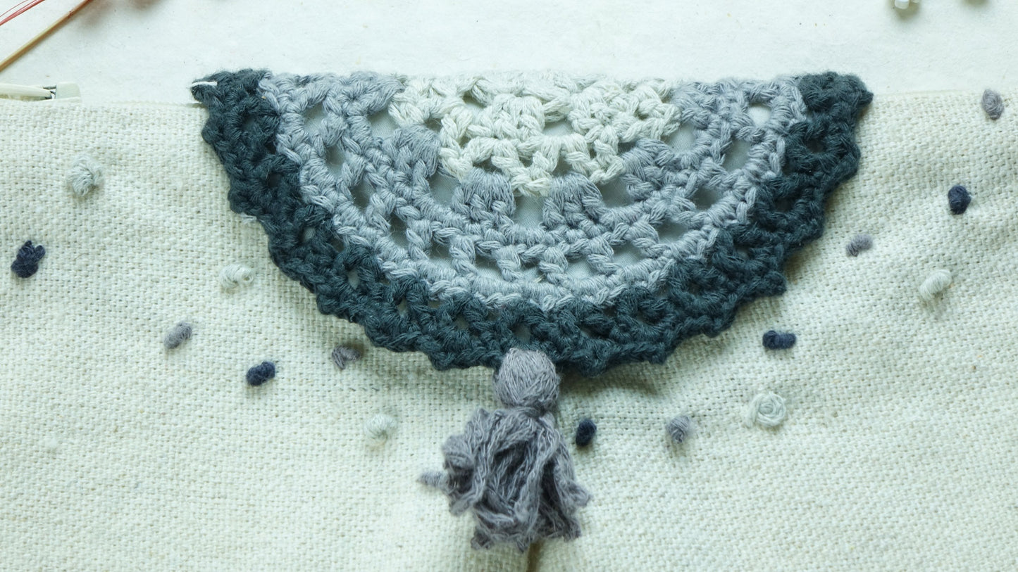 Crochet Accessories Clutch - Letterbox Gift Set - Grey - Verna Artisan Works