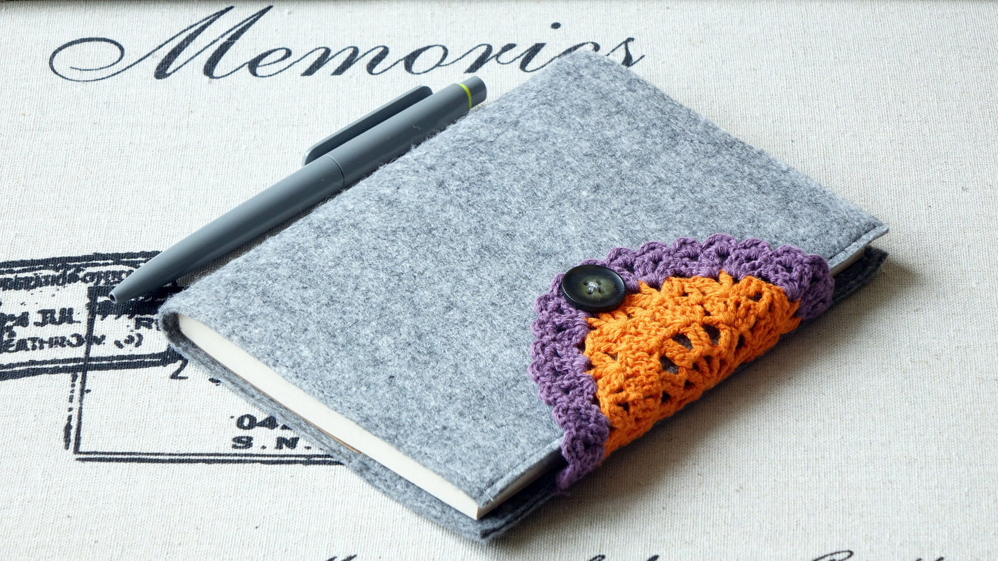 Notebook with Felt Cover and Crochet Detail - Verna Artisan Works