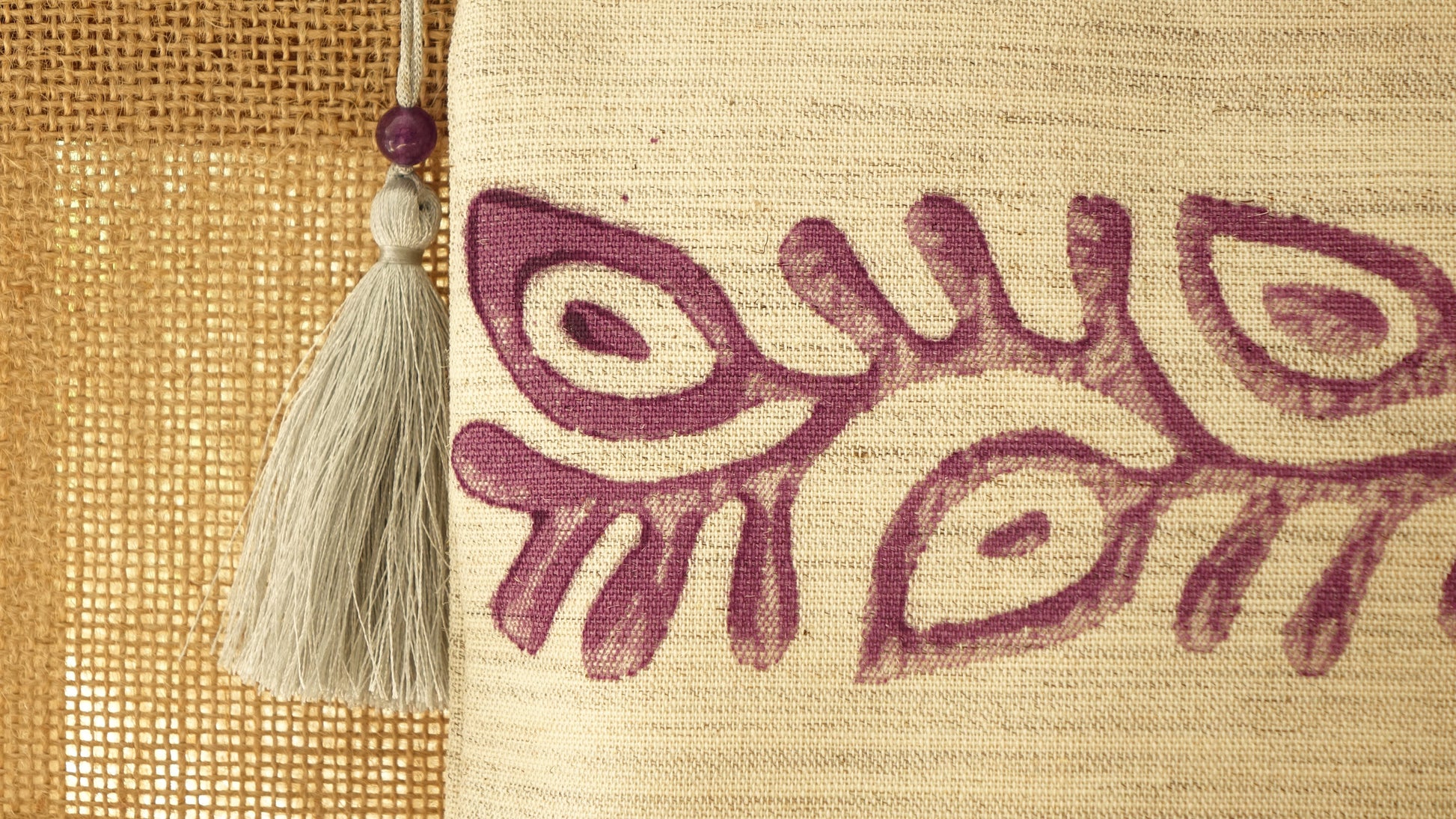 Handmade Block Printed Clutch / Hand Purple Painted Bag - Verna Artisan Works