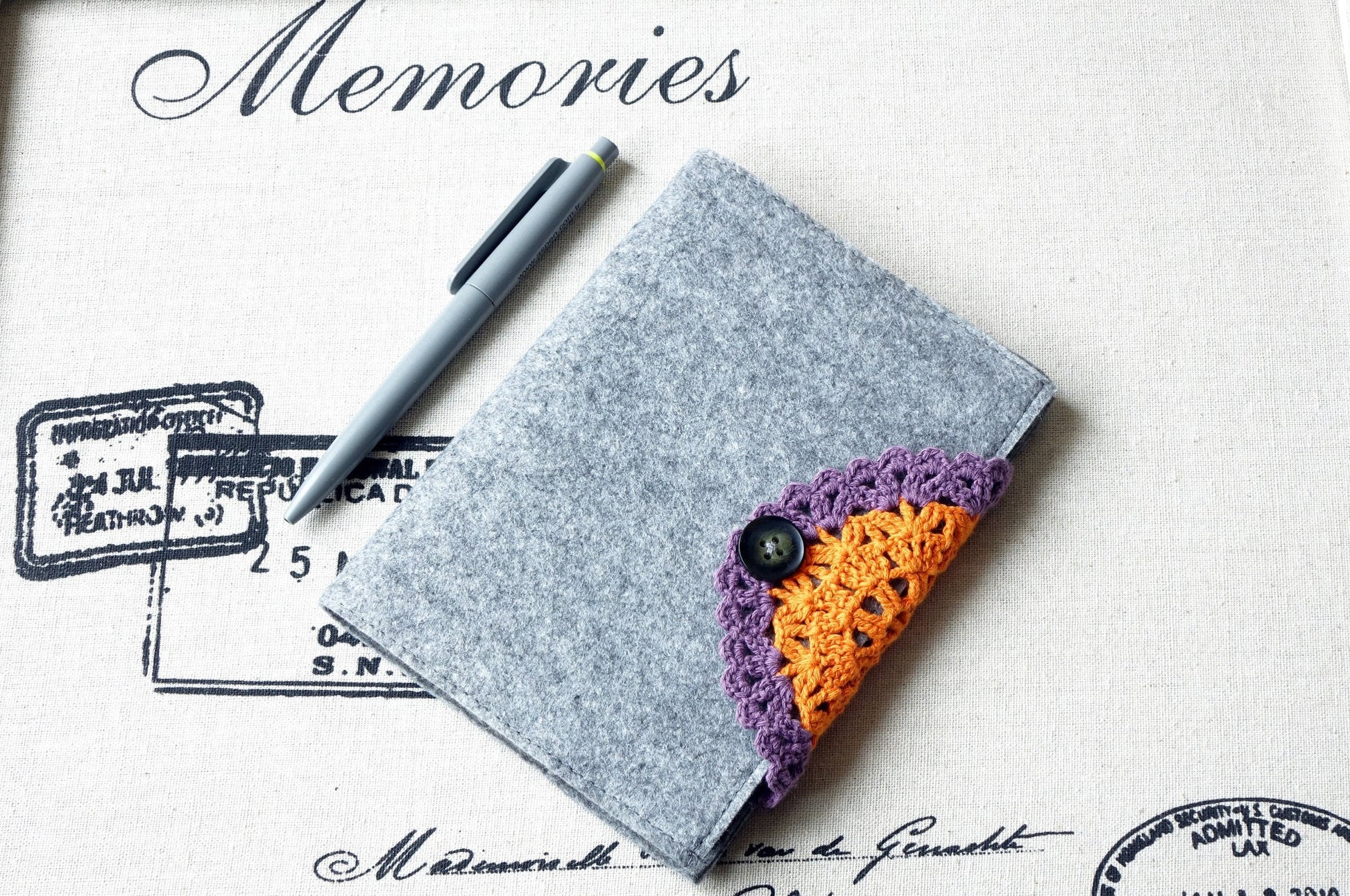 Notebook with Felt Cover and Crochet Detail - Verna Artisan Works
