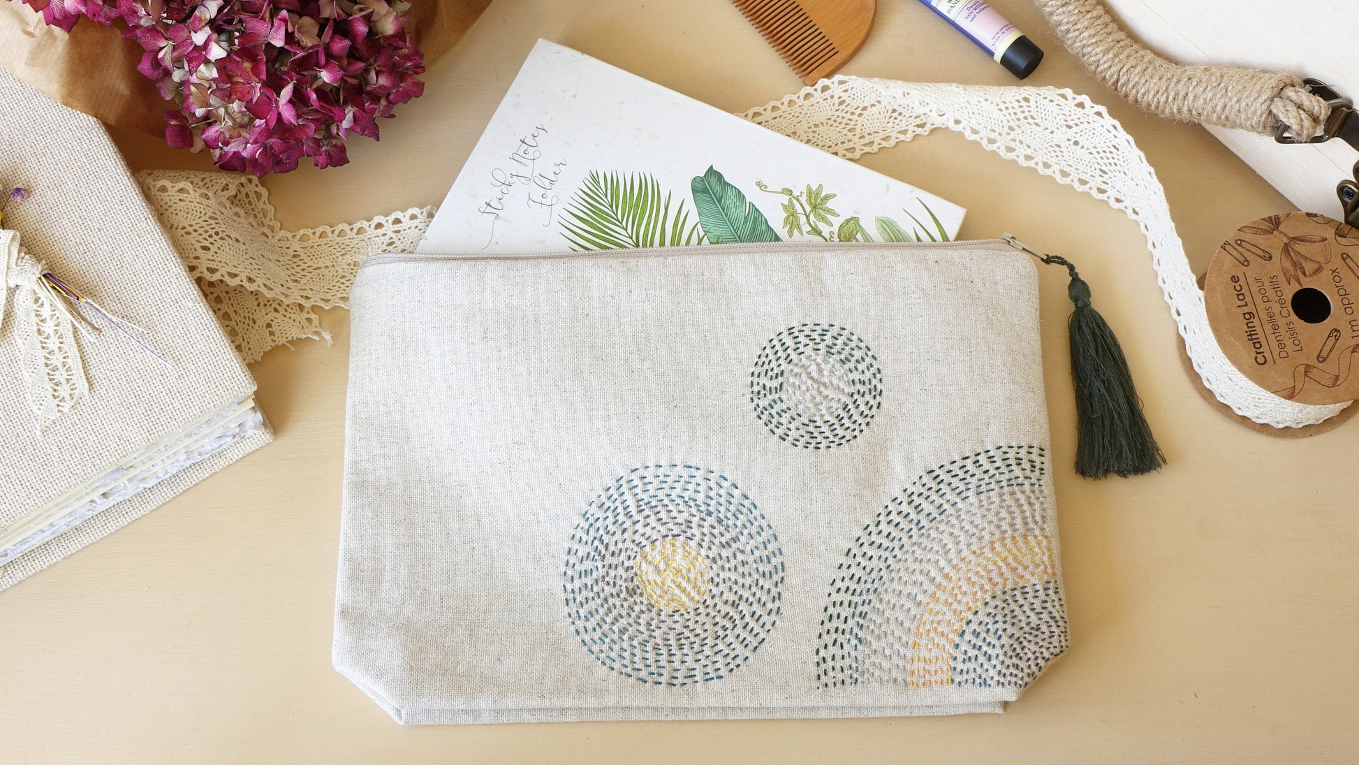 Handmade Embroidered Clutch - Verna Artisan Works