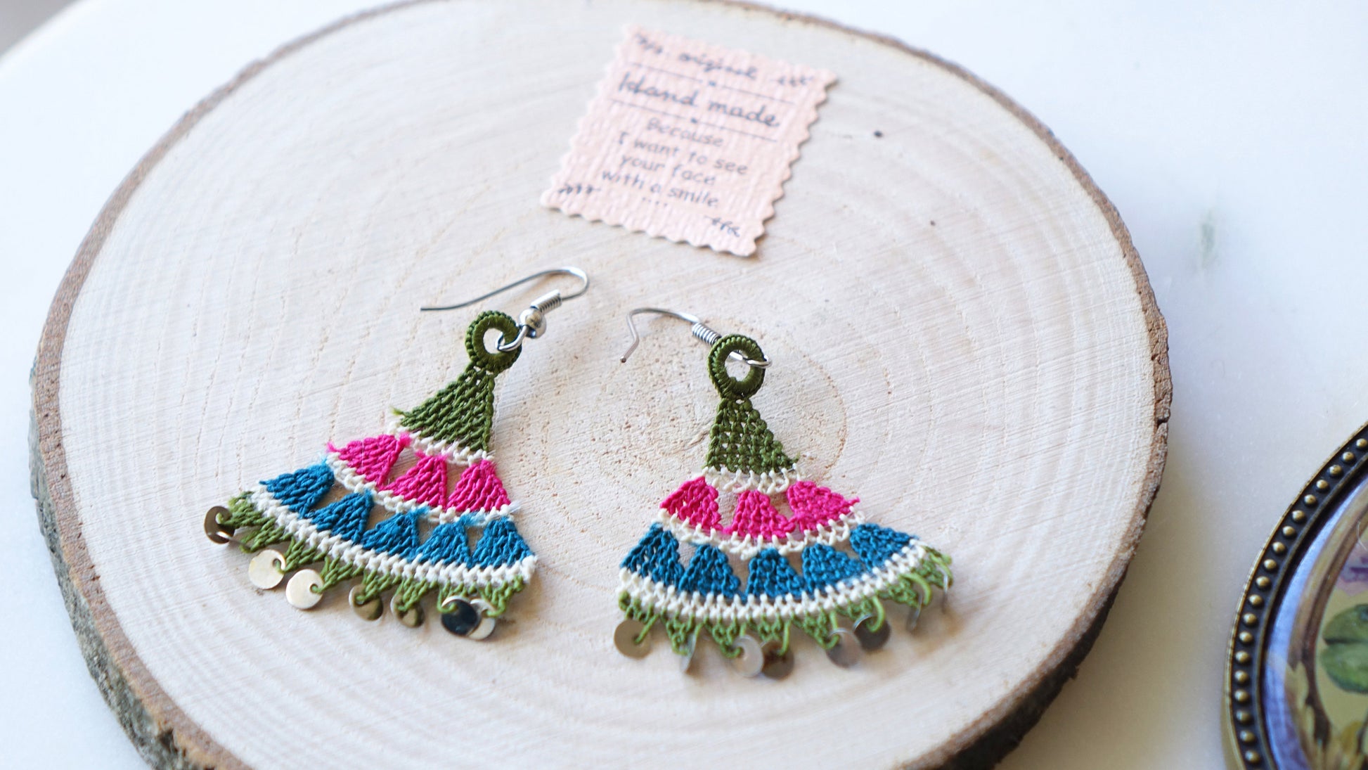 Floral Needle Lace Earrings - Various Colors - Verna Artisan Works