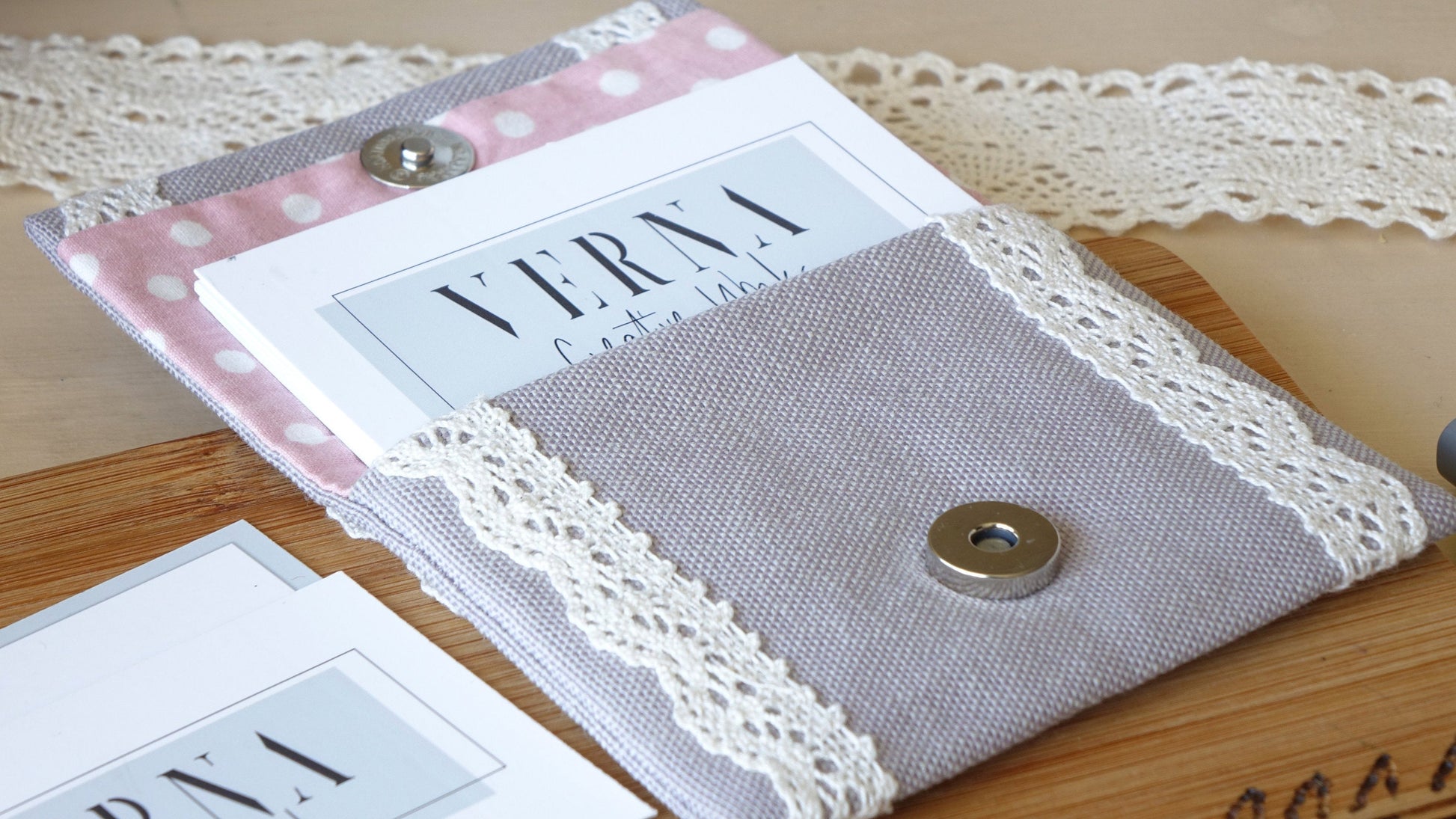 Lace Detailed Business Card Holder - Verna Artisan Works