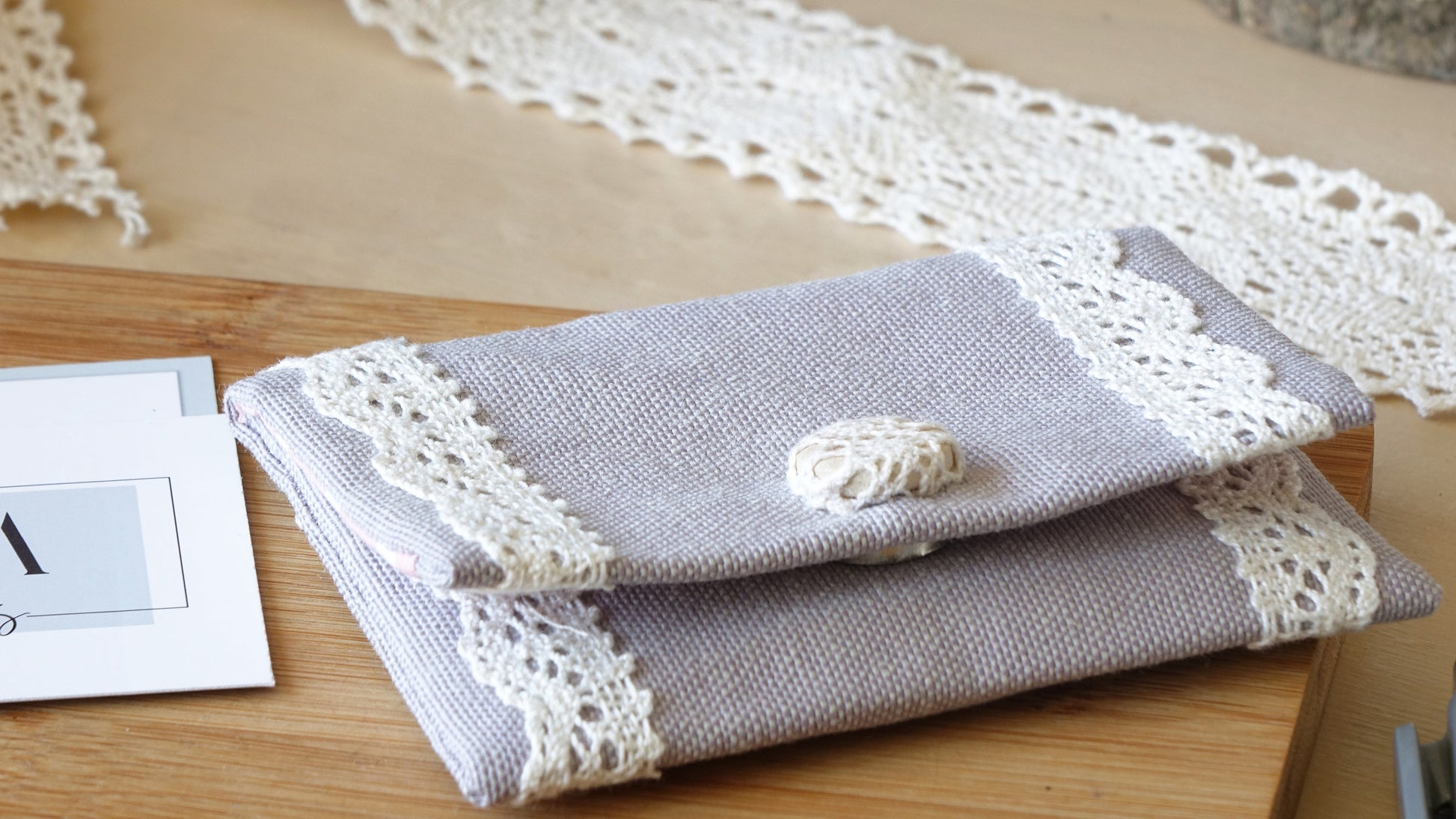 Lace Detailed Business Card Holder - Verna Artisan Works