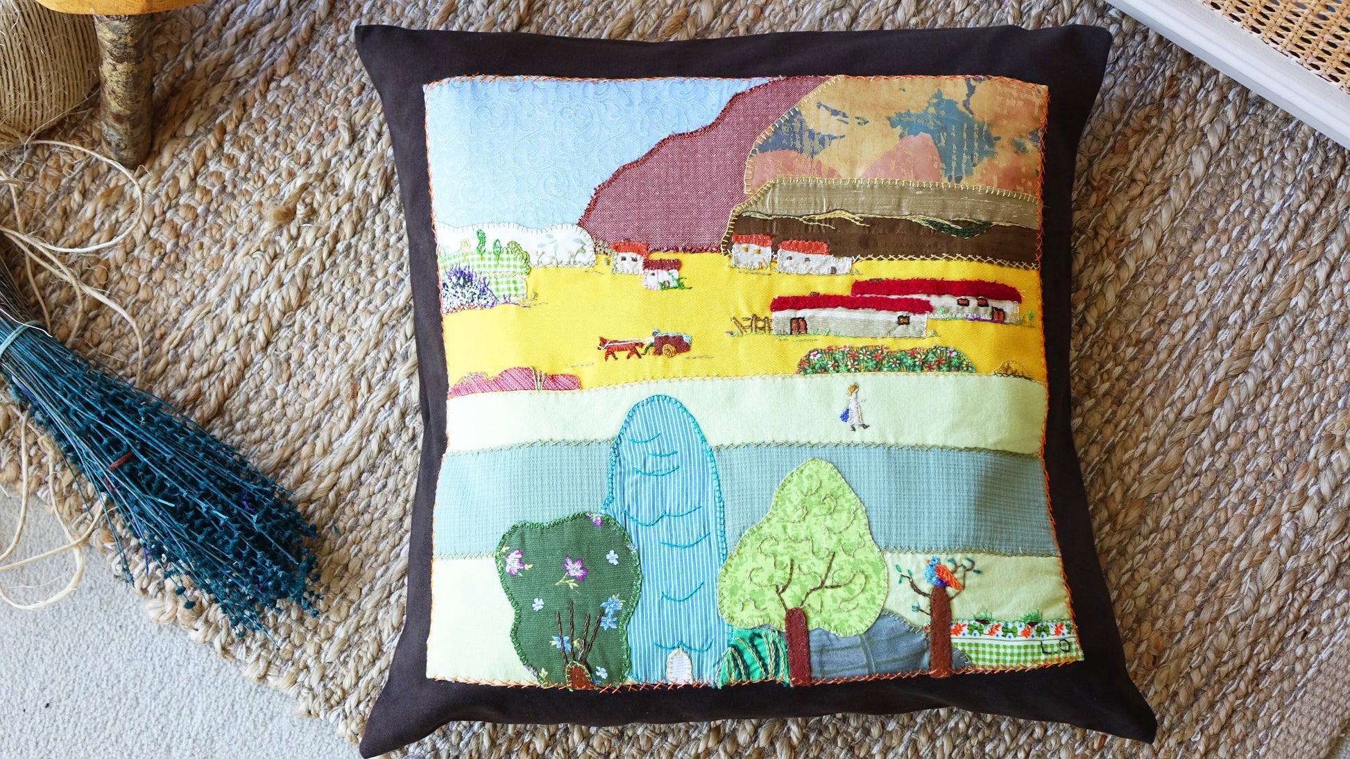 Handmade Quilted, Patchwork Cushion - Verna Artisan Works