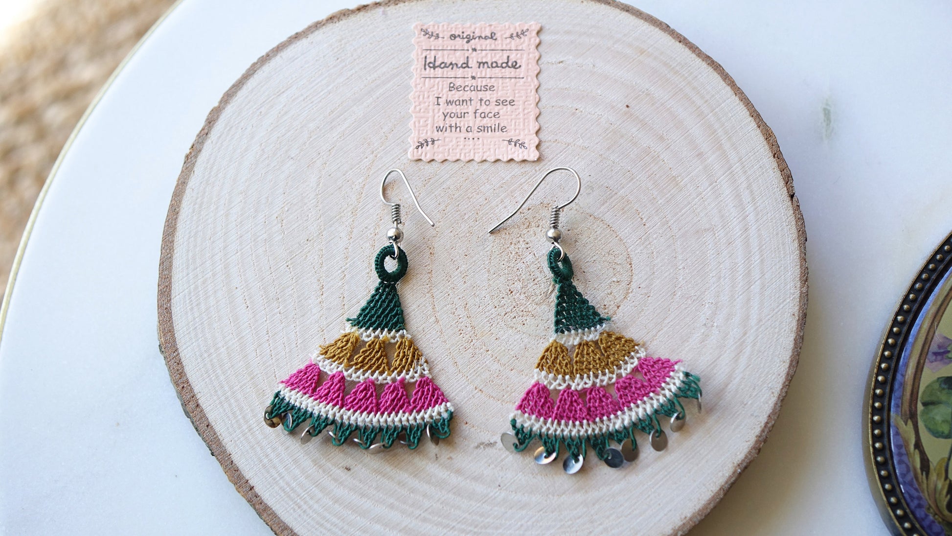Floral Needle Lace Earrings - Various Colors - Verna Artisan Works